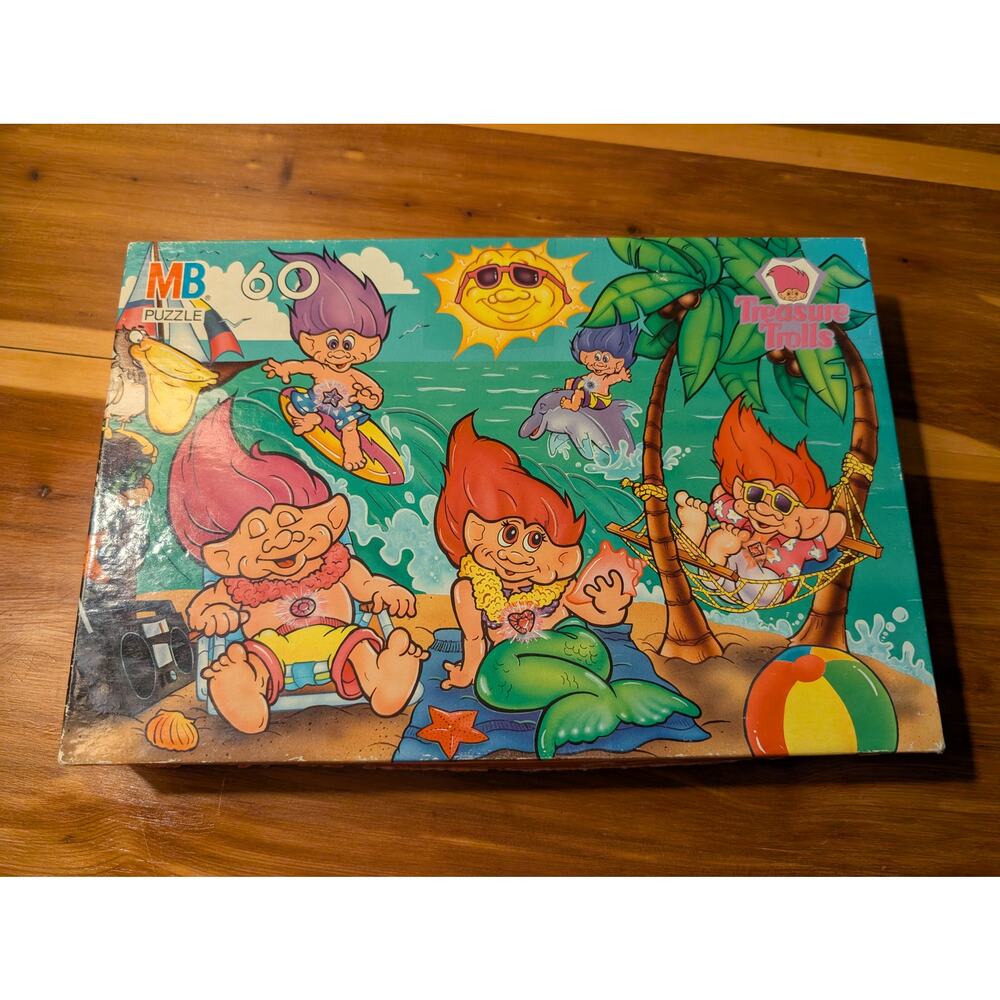 1992 Treasure Trolls 60 piece puzzle ** COMPLETE** Beach surfing vintage